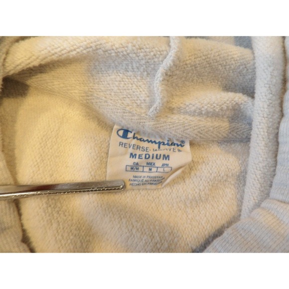 Champion Reverse Weave Vintage Hoodie Womens Medium Cropped Top Logo Gray Spello - Picture 7 of 11